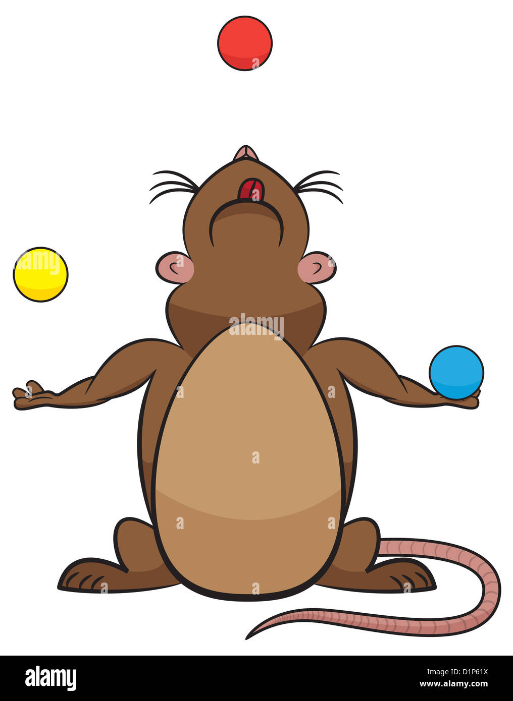 Trois balles de jonglage rat cartoon. Banque D'Images