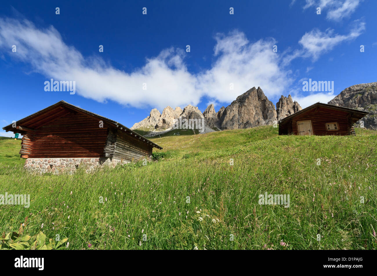 Granges sous groupe Cir, Gardena pass, Trentin-Haut-Adige, Italie Banque D'Images