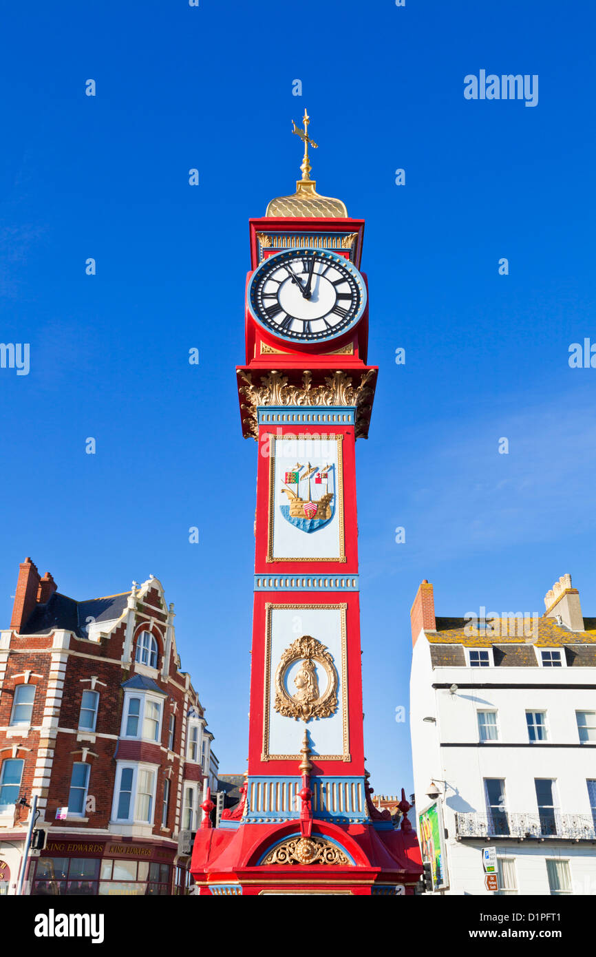 L'horloge du Jubilé a été construit pour le Jubilé de la reine Victoria en 1887 se dresse sur l'Esplanade Weymouth Dorset England UK GO Banque D'Images