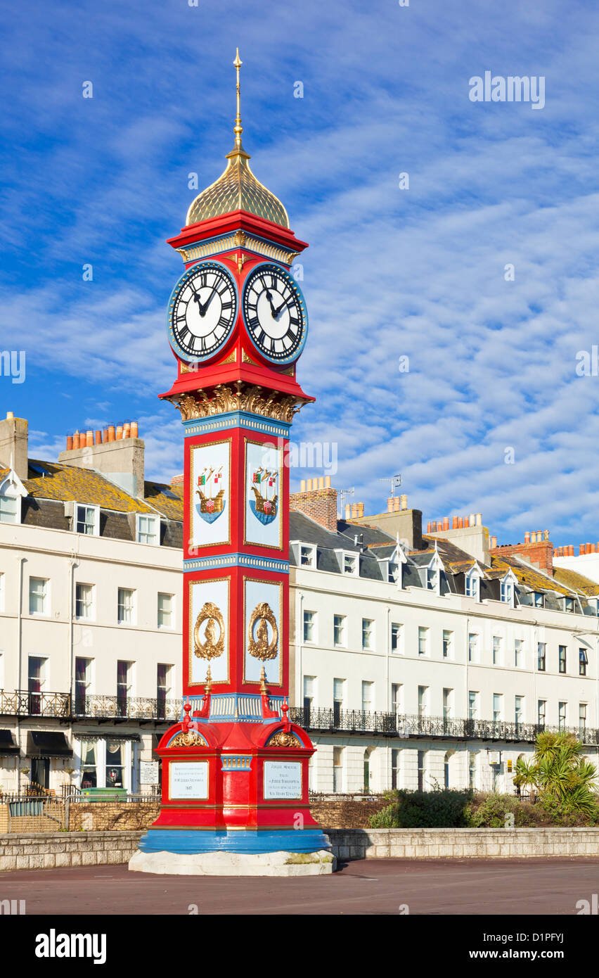 L'horloge du Jubilé a été construit pour le Jubilé de la reine Victoria en 1887 se dresse sur l'Esplanade Weymouth Dorset England UK GO Banque D'Images