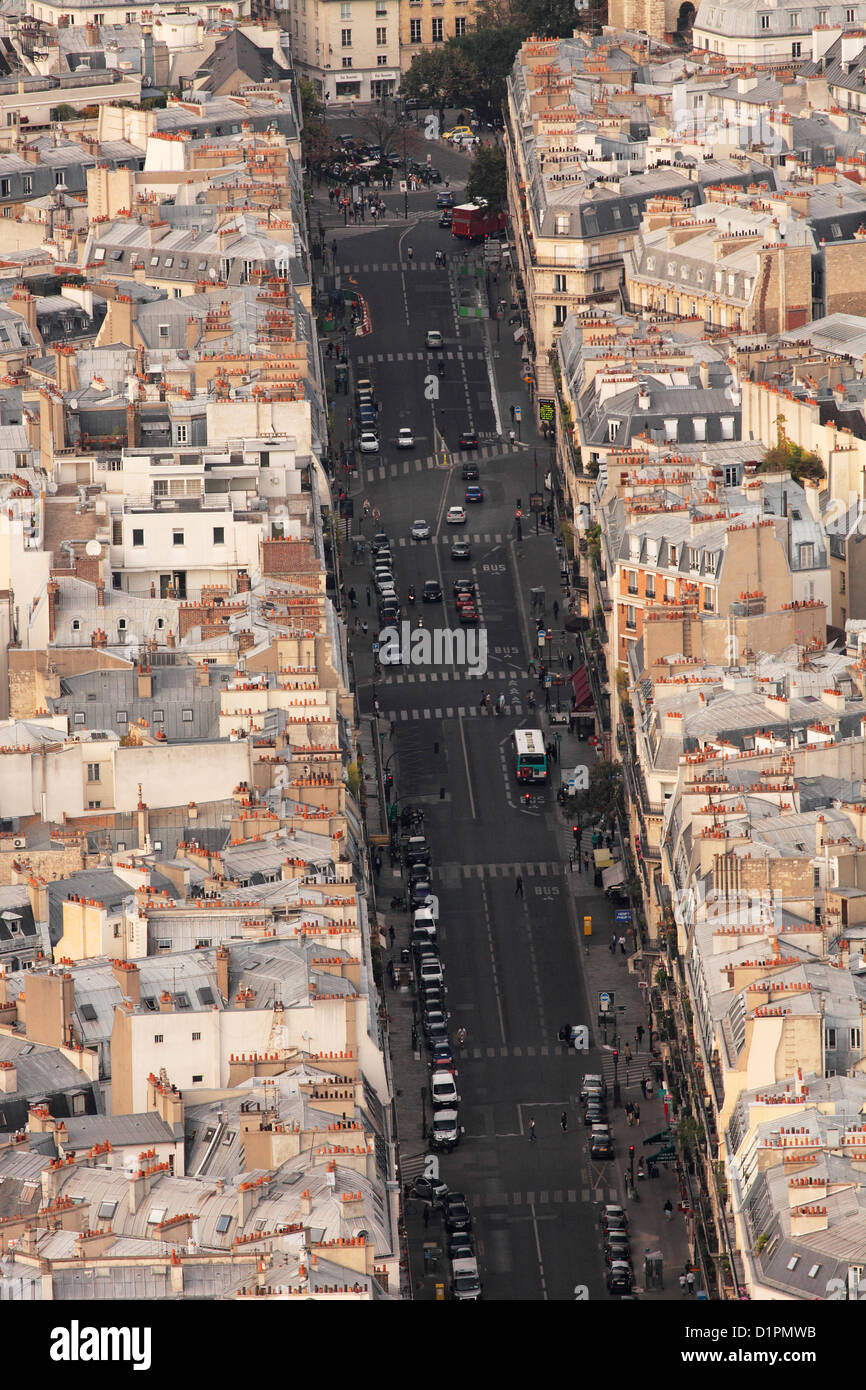 Rue de Rennes à Paris vu de la Tour Montparnasse Banque D'Images