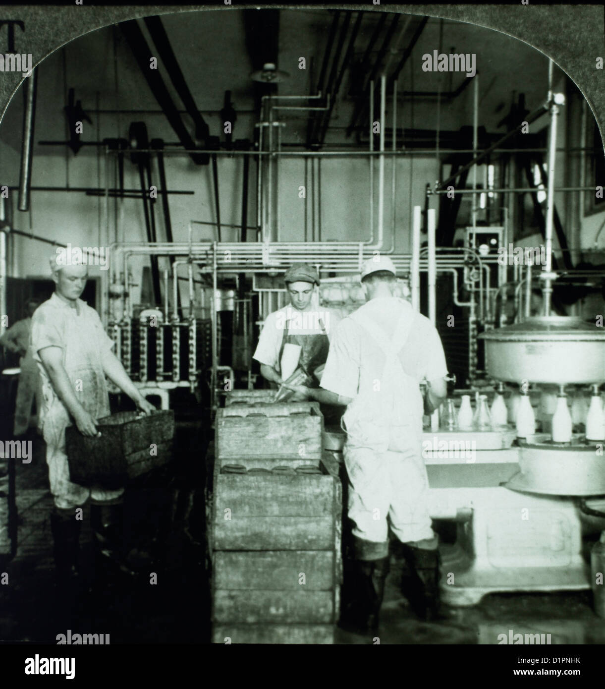 Les travailleurs de l'usine d'embouteillage du lait, Cohocton, New York, USA, vers 1900 Banque D'Images