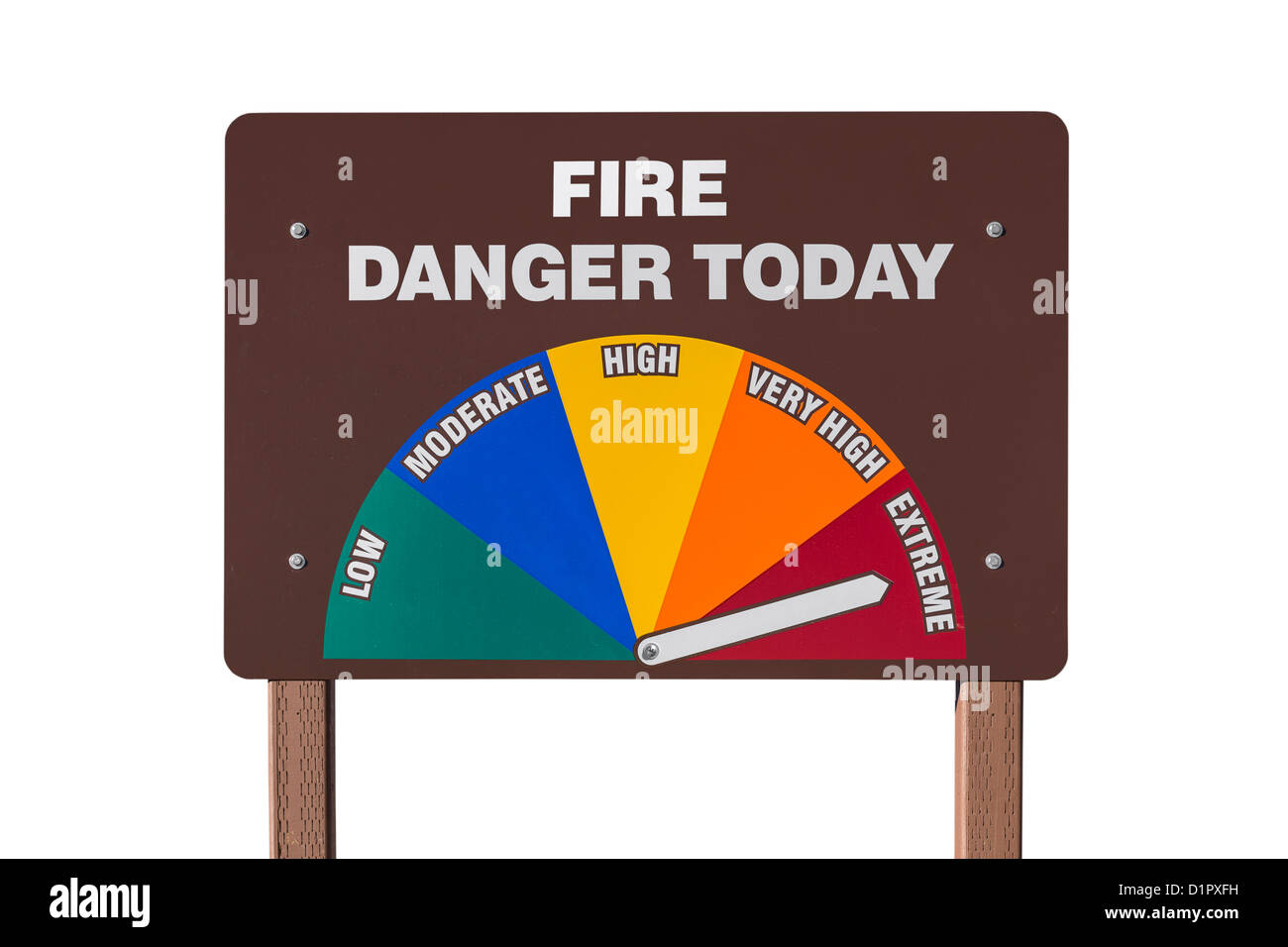 Danger de feu extrême signe aujourd'hui isolé avec chemin de détourage. Banque D'Images