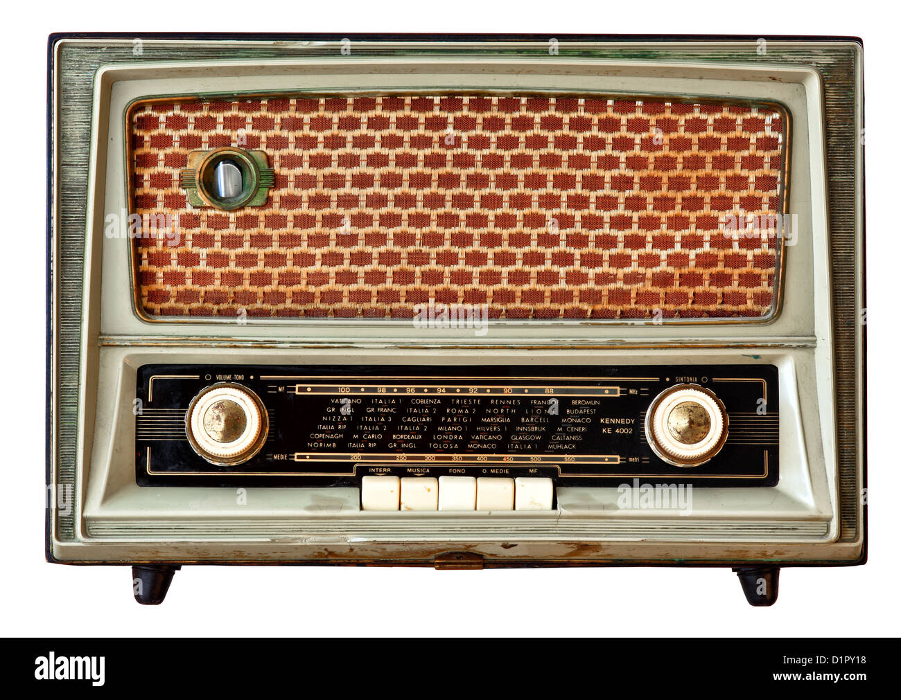 Radio vintage isolé sur fond blanc Banque D'Images