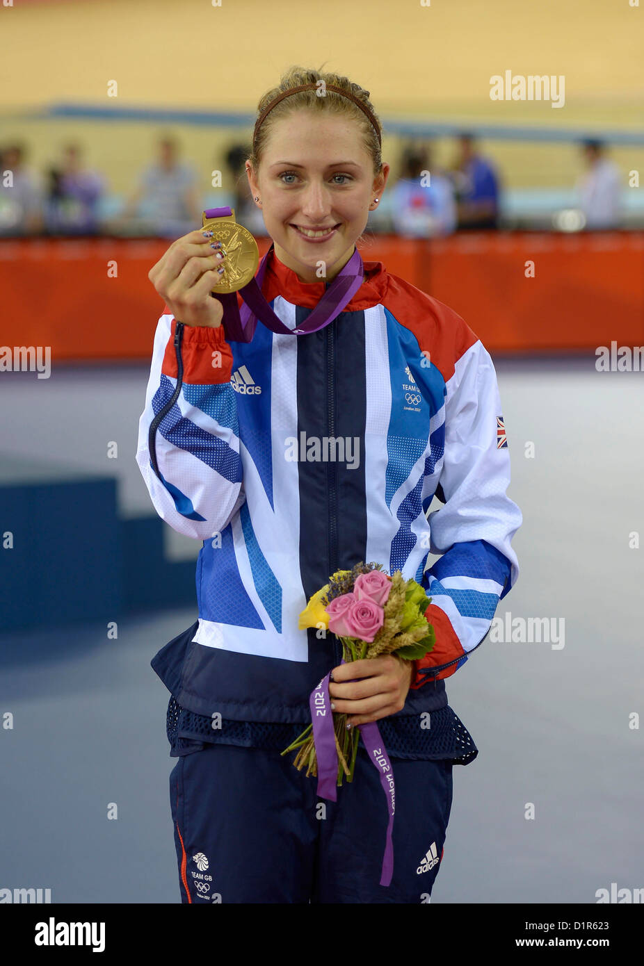Laura Trott (GBR, Grande-Bretagne) avec sa médaille d'or. Le cyclisme sur piste Banque D'Images