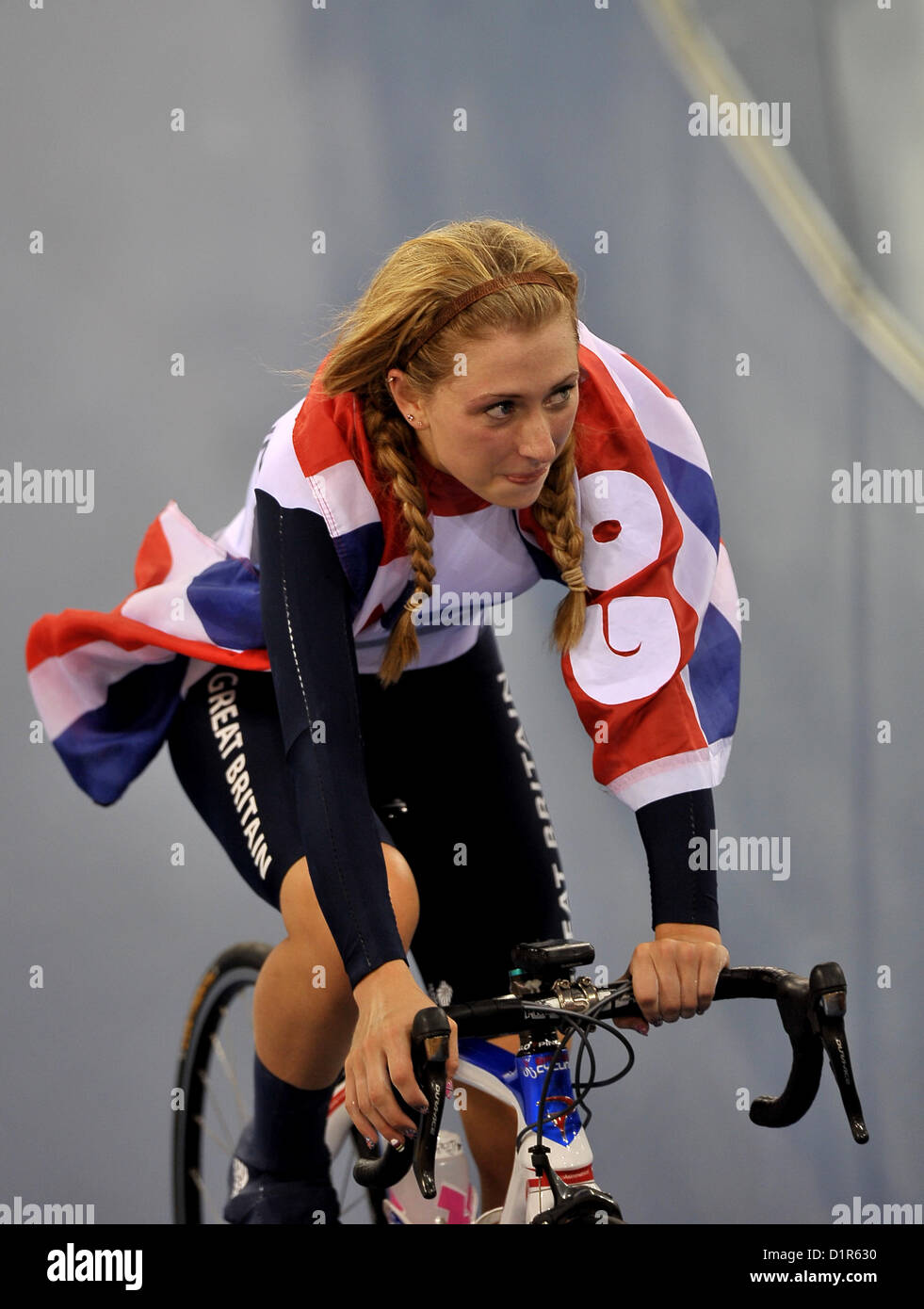 Laura Trott (GBR, Grande-Bretagne) célèbre. Le cyclisme sur piste Banque D'Images