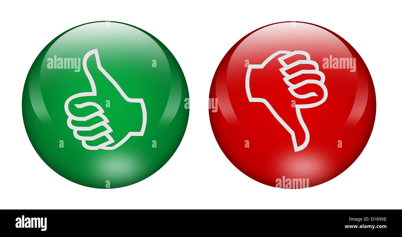 Pouces vers le haut et vers le bas Banque D'Images