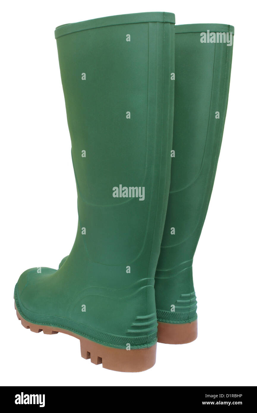 Paire de bottes en caoutchouc vert Photo Stock - Alamy