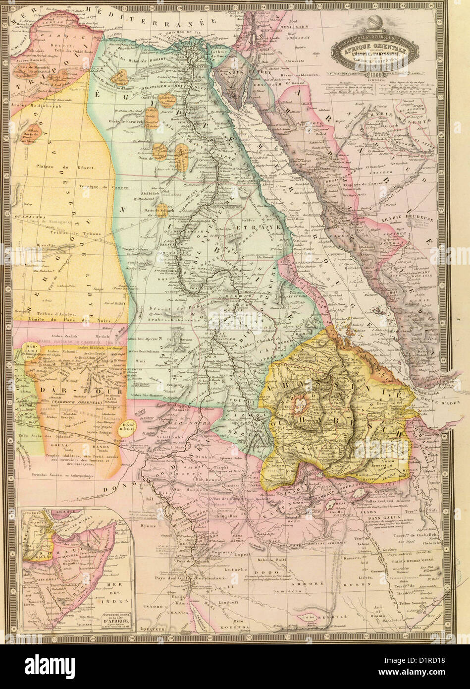 Egypte Libye Soudan l'Abyssinie Arabie Saoudite Palestine Afrique du domaine public de l'Atlantique carte ancienne de redevances monde ancien det Banque D'Images