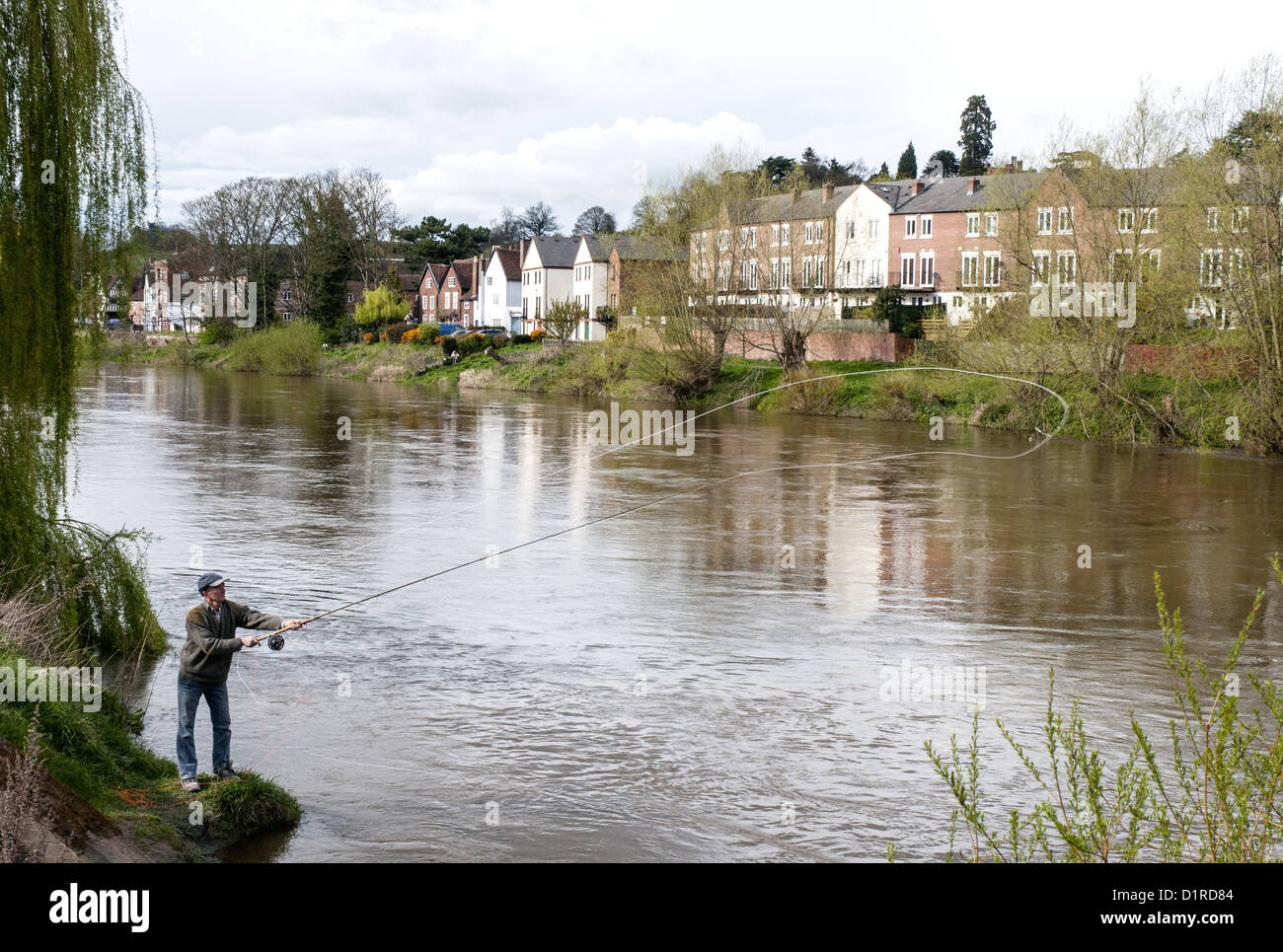 La pêche dans la rivière Severn, Bewdley, Worcestershire Banque D'Images