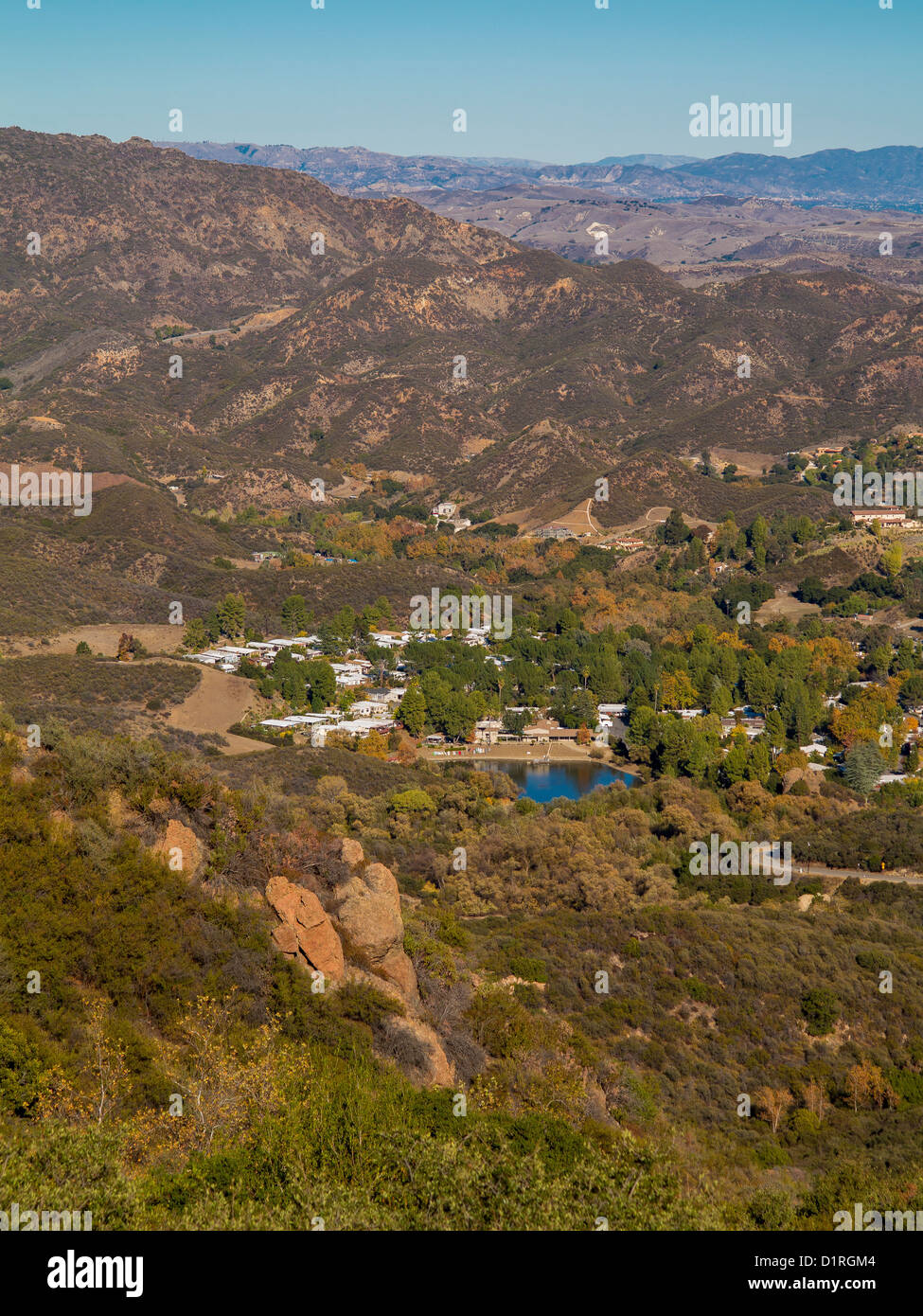 CALABASAS, Californie, USA - Santa Monica Mountains National Recreation Area, vu de Mulholland Highway, près de Kanaan Road. Banque D'Images