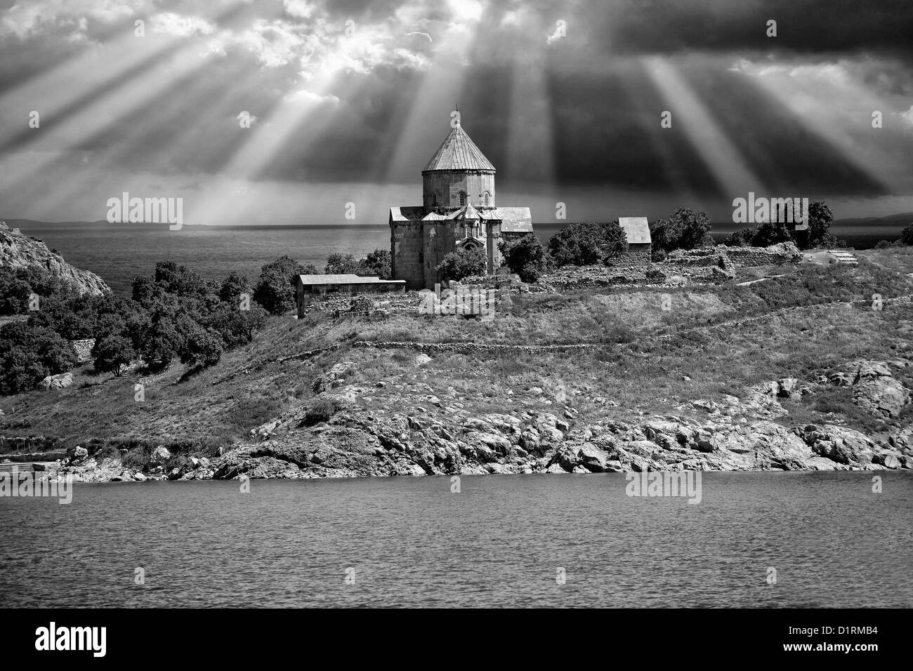 10e siècle cathédrale orthodoxe arménienne de la Sainte Croix sur l'île Akdamar, Lac de Van en Turquie 91 Banque D'Images
