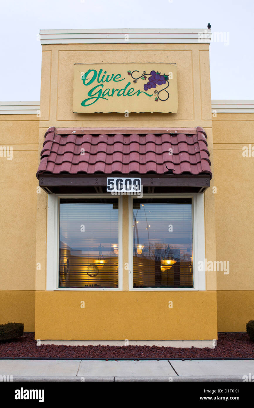 Une chaîne de restauration décontractée au Olive Garden restaurant. Banque D'Images