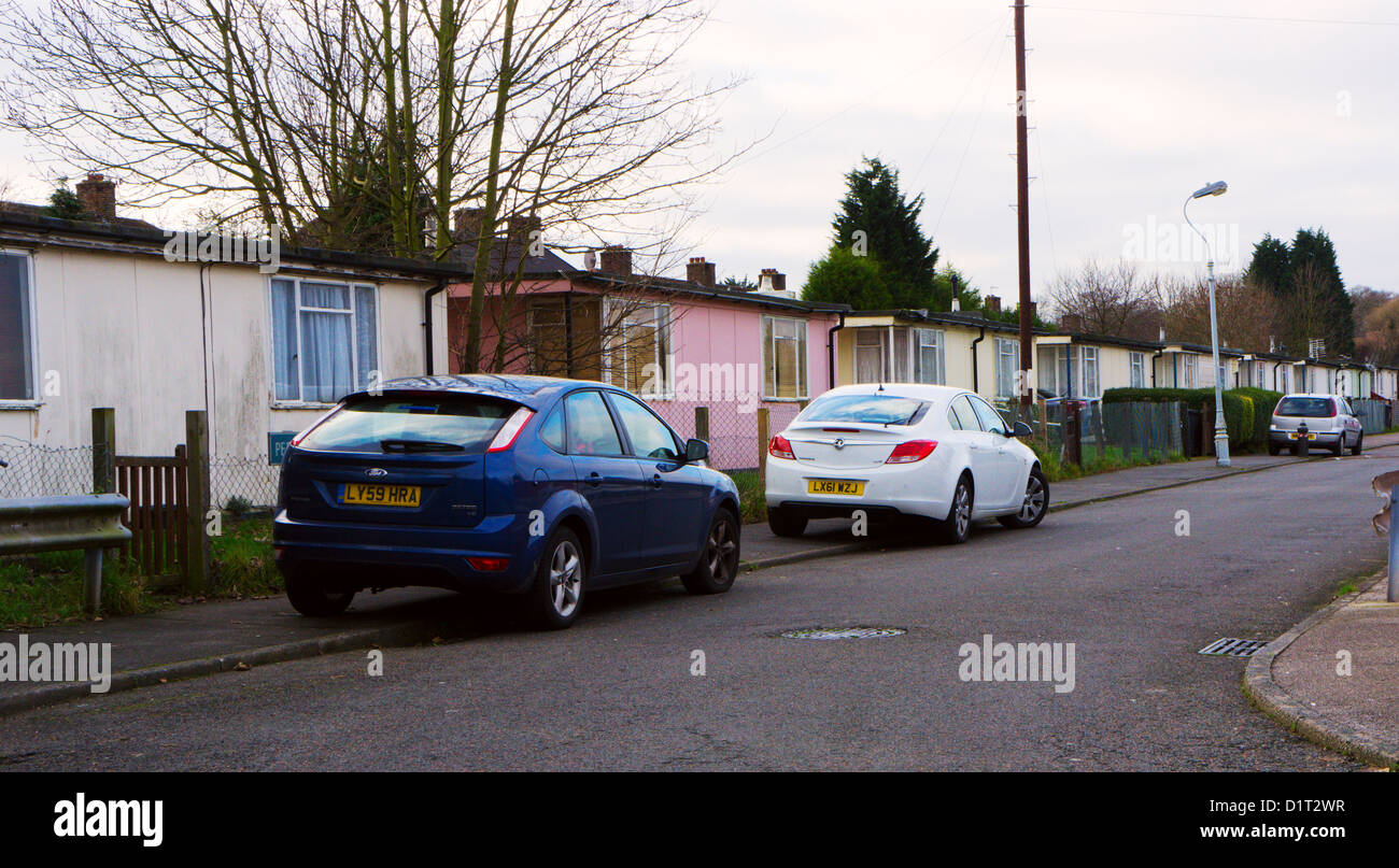 L'Excalibur Estate de préfabriqués dans le sud de Londres est prévue pour la démolition et le réaménagement. C'est Route Persant. Banque D'Images