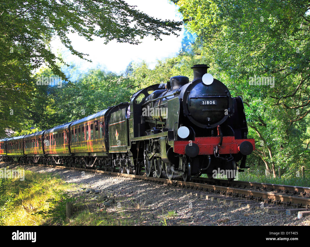 Southern Railway maunsell 'U' class 2-6-0 N° 31806 Trimpley traverse Crossing sur la Severn Valley Railway Banque D'Images