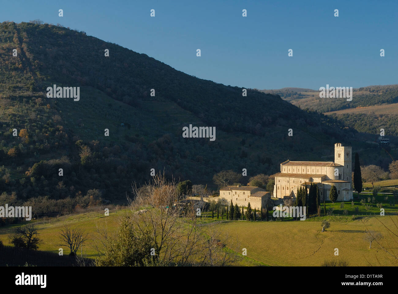 S. Antimo Cathédrale, Val d'Orcia, Toscane, Italie Banque D'Images