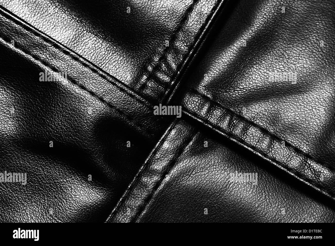 La texture de cuir noir Banque D'Images