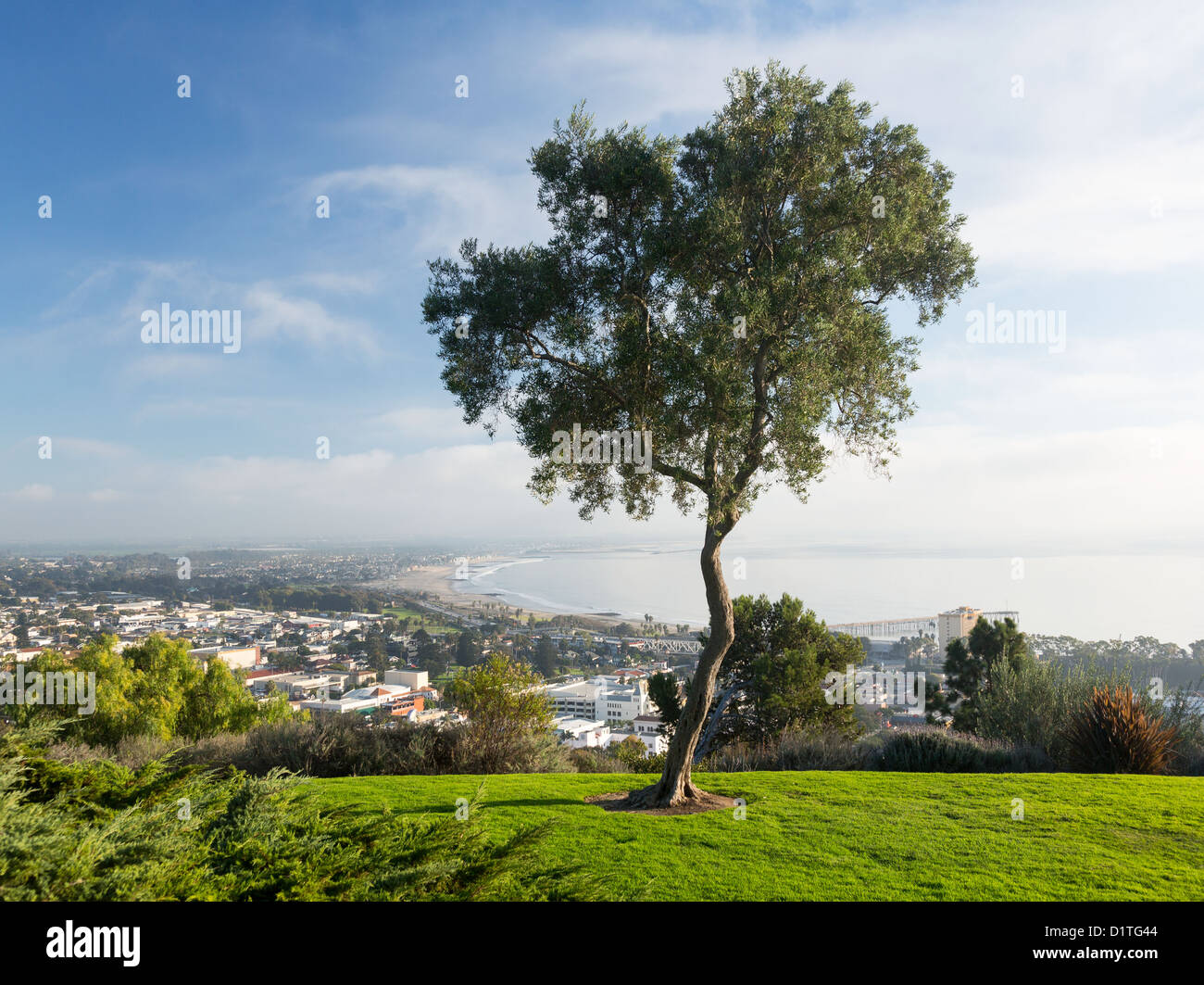 Survol Panorama de Ventura en Californie, du Grant Park Ville ci-dessus montrant côte Banque D'Images