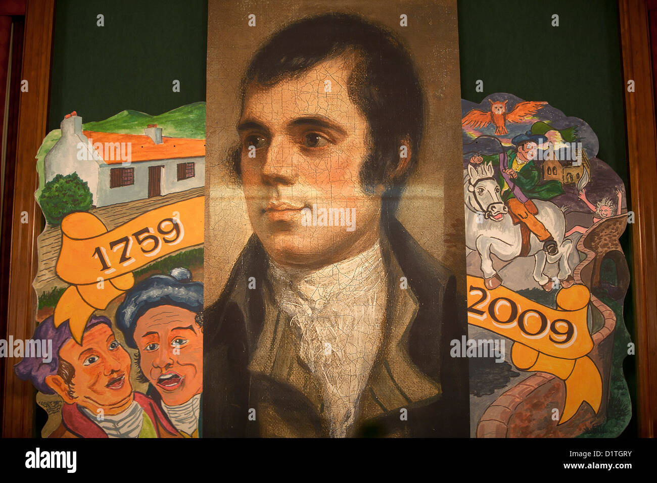 Une peinture murale représentant le 200e anniversaire de Robert Burns Banque D'Images