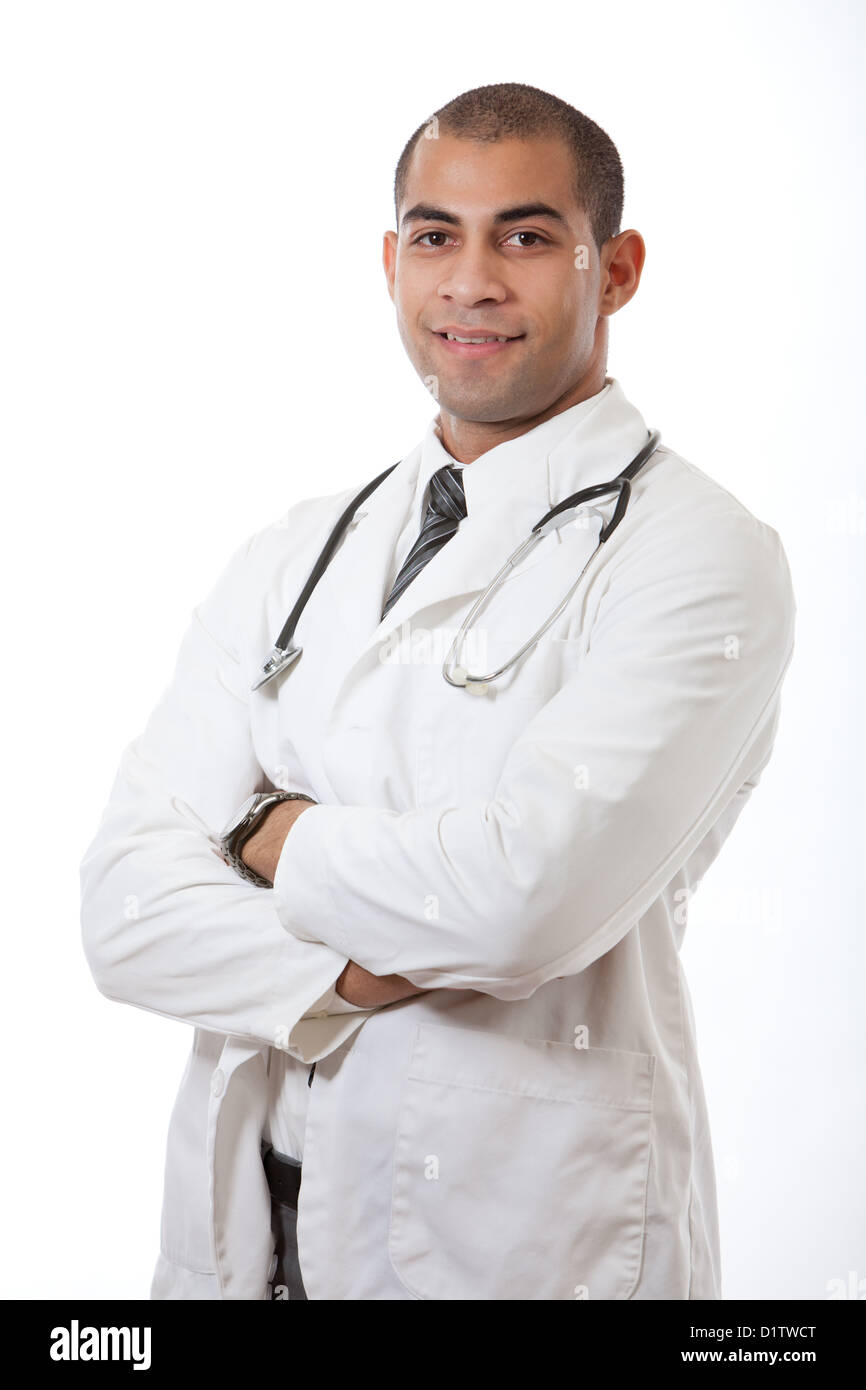 Jeune médecin noir attrayant Banque D'Images