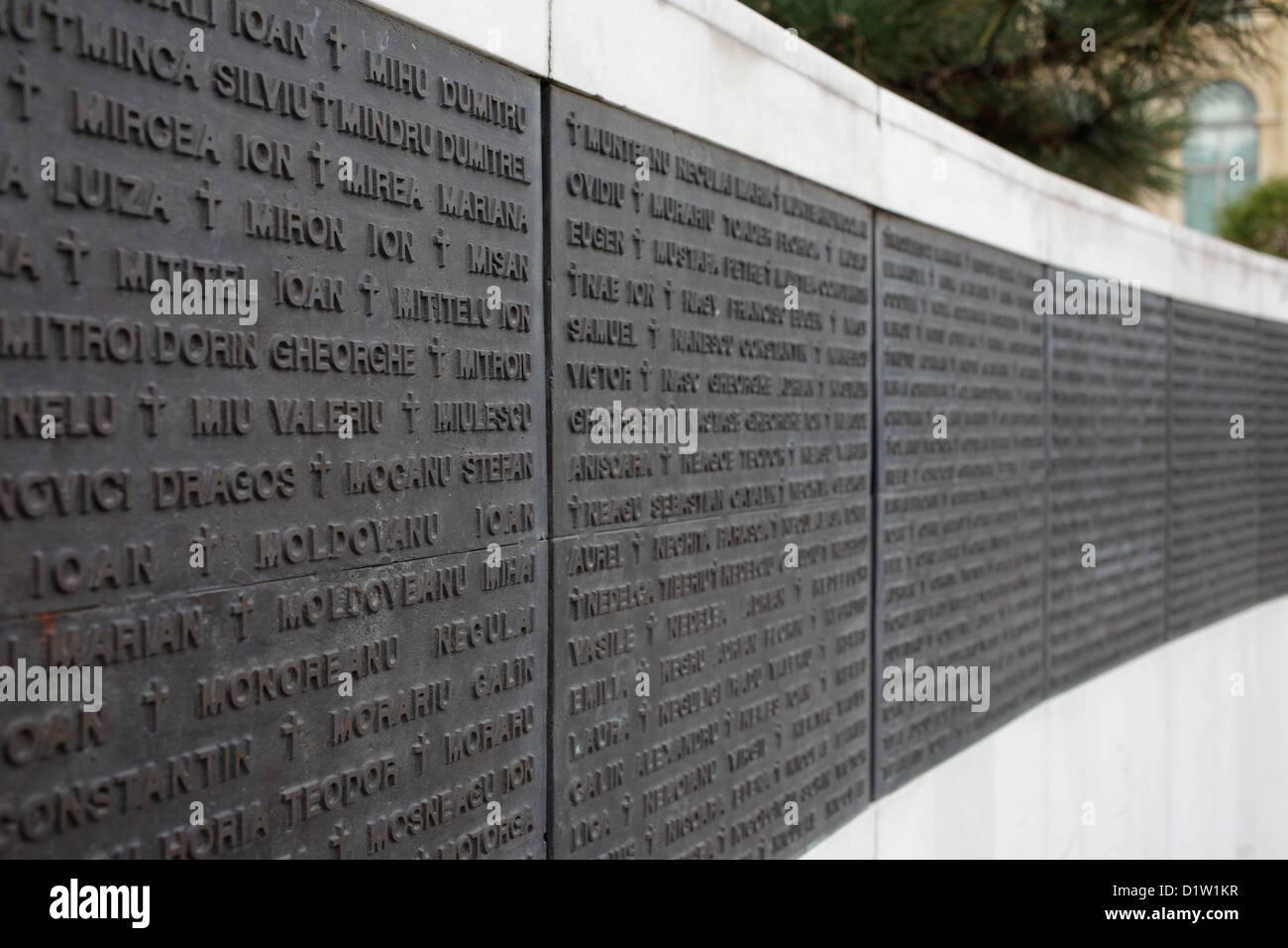 Bucarest, Roumanie, l'inscription des morts de la révolution en décembre 1989 Banque D'Images