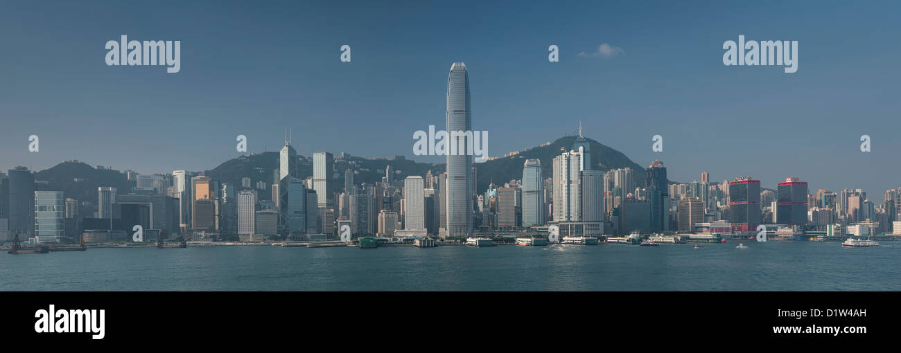 Panorama de Hong Kong Skyline in Early Morning Light Banque D'Images