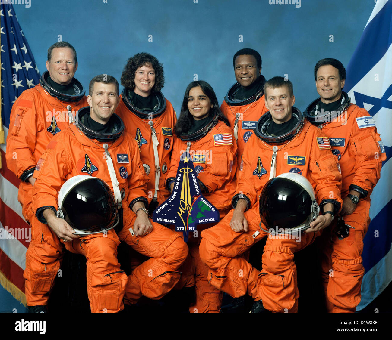La mission de la navette spatiale Columbia STS-107 de l'équipage Banque D'Images