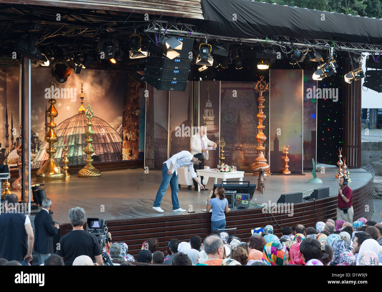 Préparation du Ramadan tv show à Sulan Ahmet maydan, Istanbul, Turquie Banque D'Images