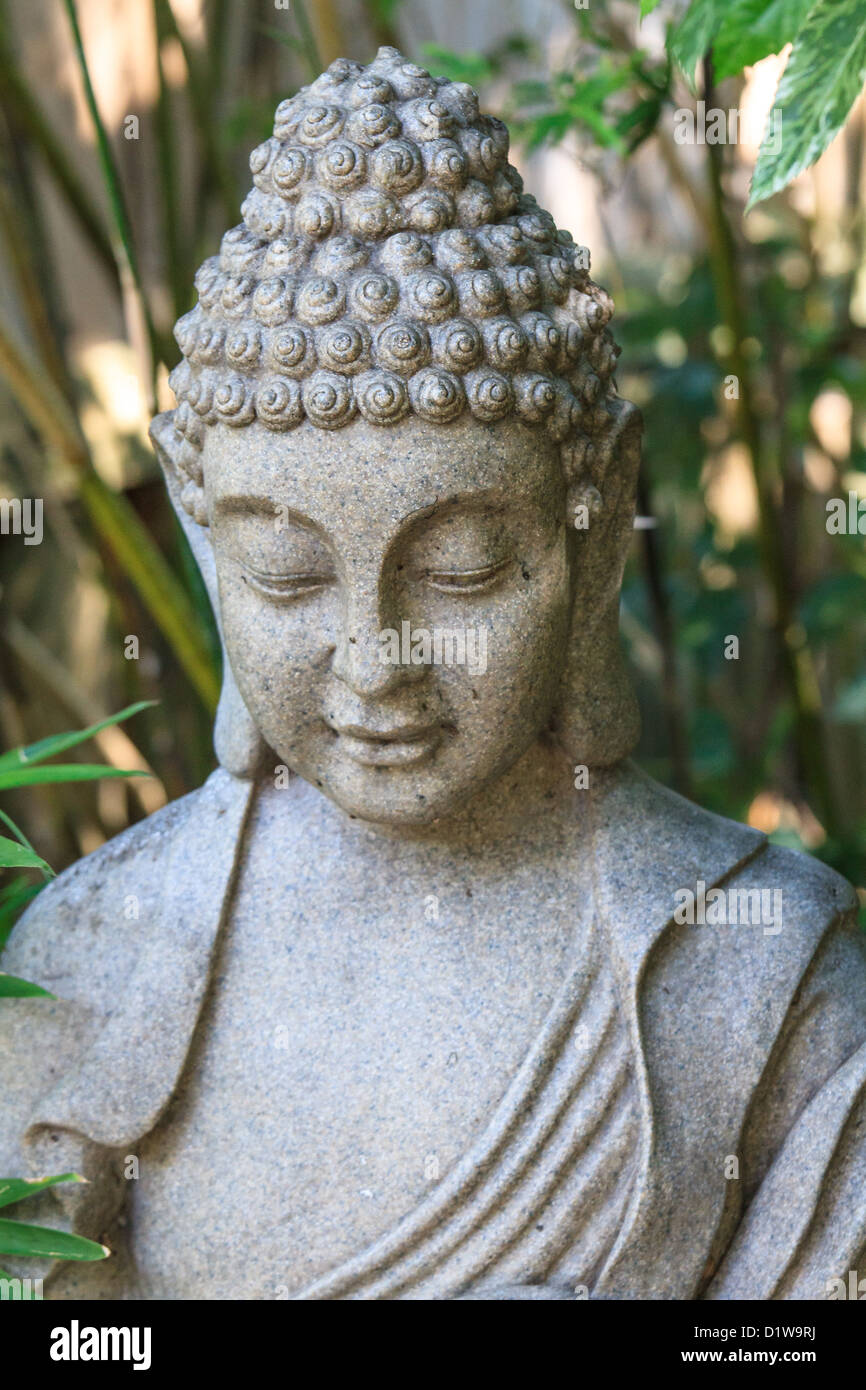 Détail de la statue de Bouddha en pierre Banque D'Images