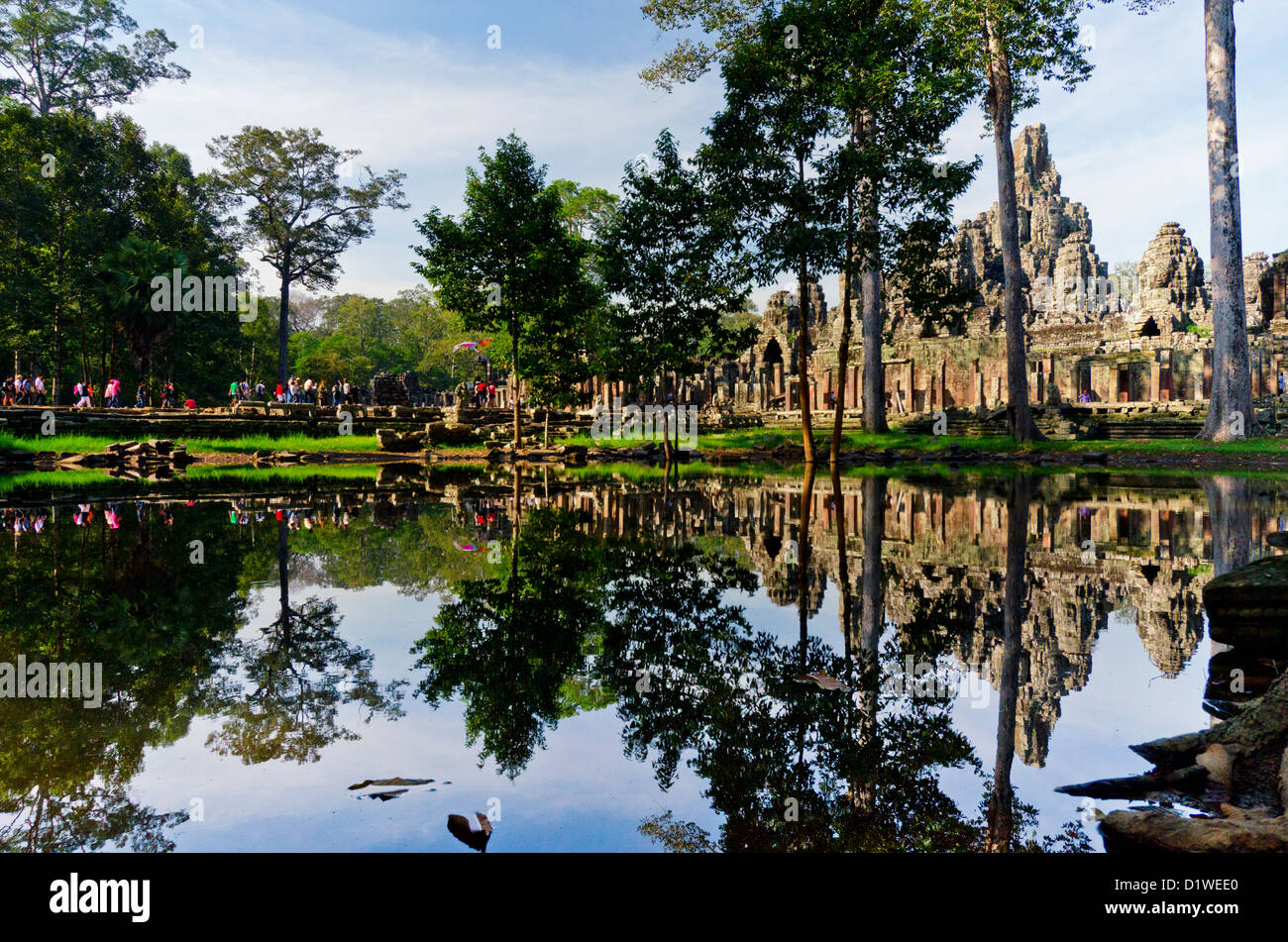 Réflexions à temple Bayon, Ankor Wat, Cambodge Banque D'Images