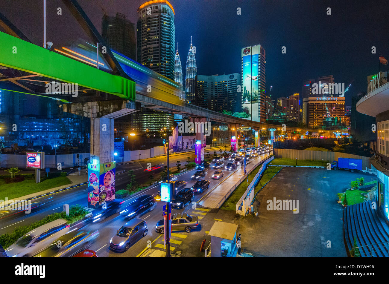 KL cityscape, mode nuit. Kuala Lumpur, Malaisie Banque D'Images