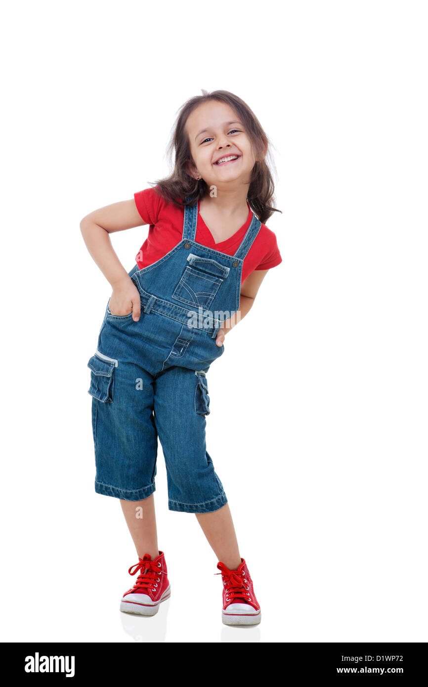Cheerful girl over white background Banque D'Images