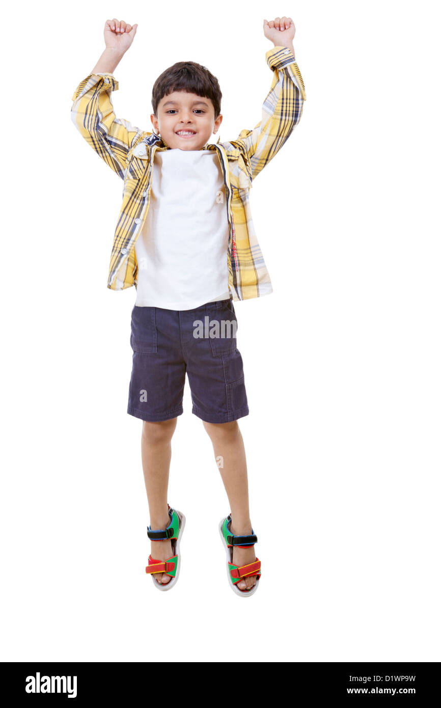 Happy boy over white background Banque D'Images