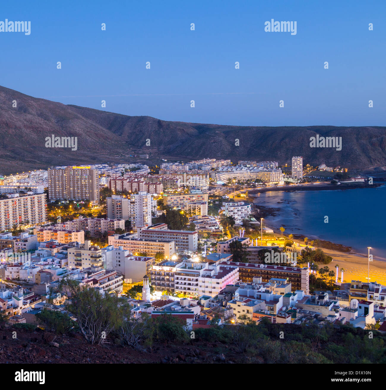 Vue sur Los Cristianos, Tenerife, Canaries, Espagne Banque D'Images