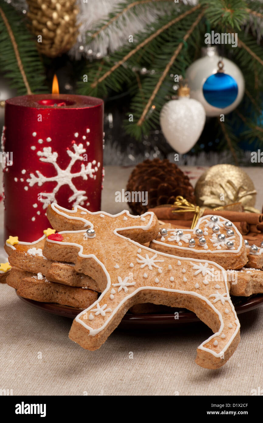 Gingerbread Rudolph Noël Décoration Banque D'Images