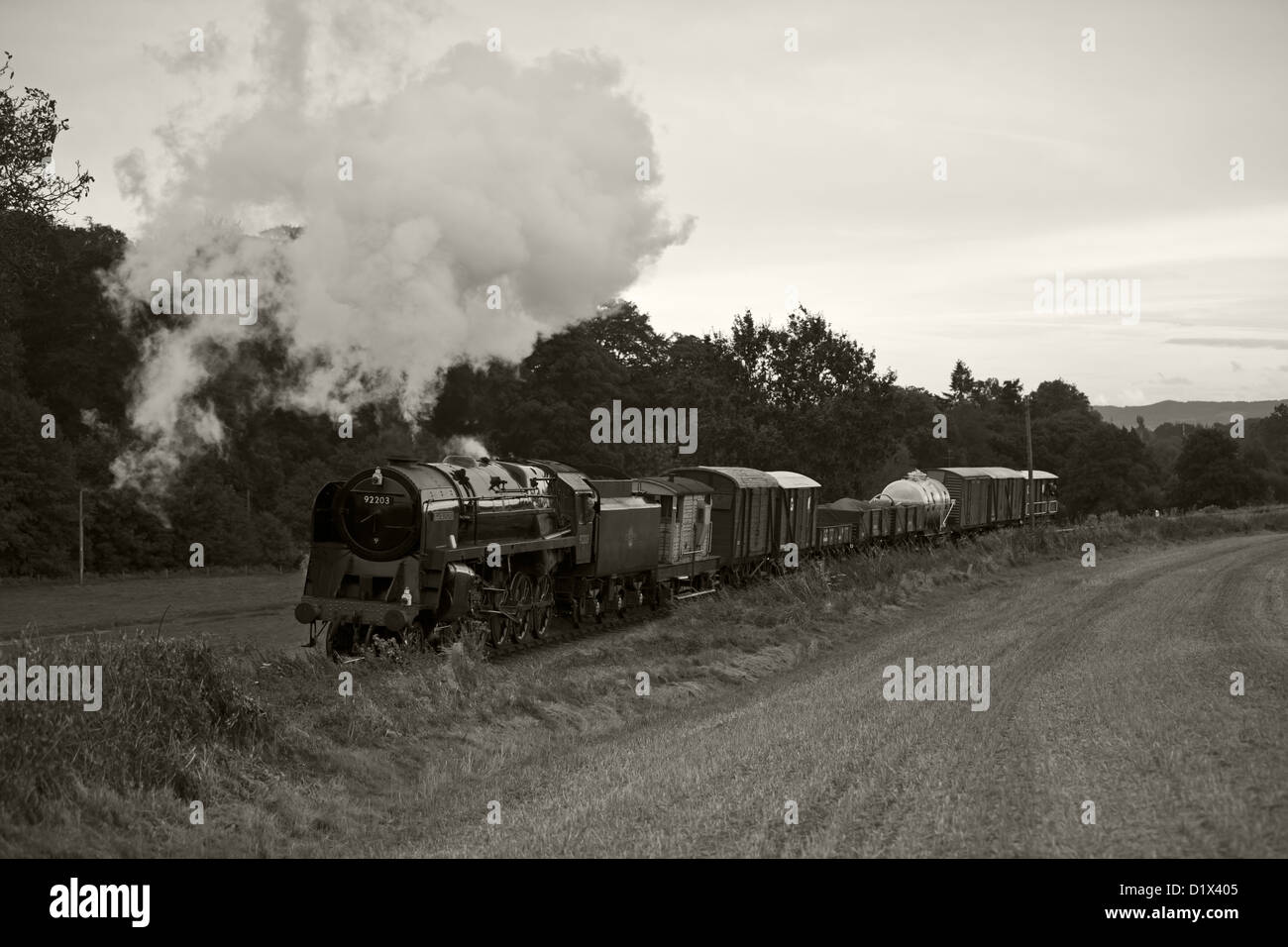 West Somerset Railway 92203 9F Prince Noir Banque D'Images