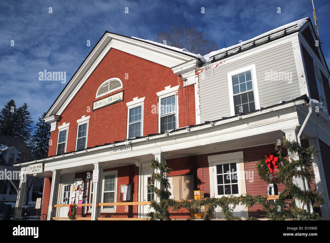 Hôtel de Ville de Grafton en hiver, Grafton, New York Banque D'Images