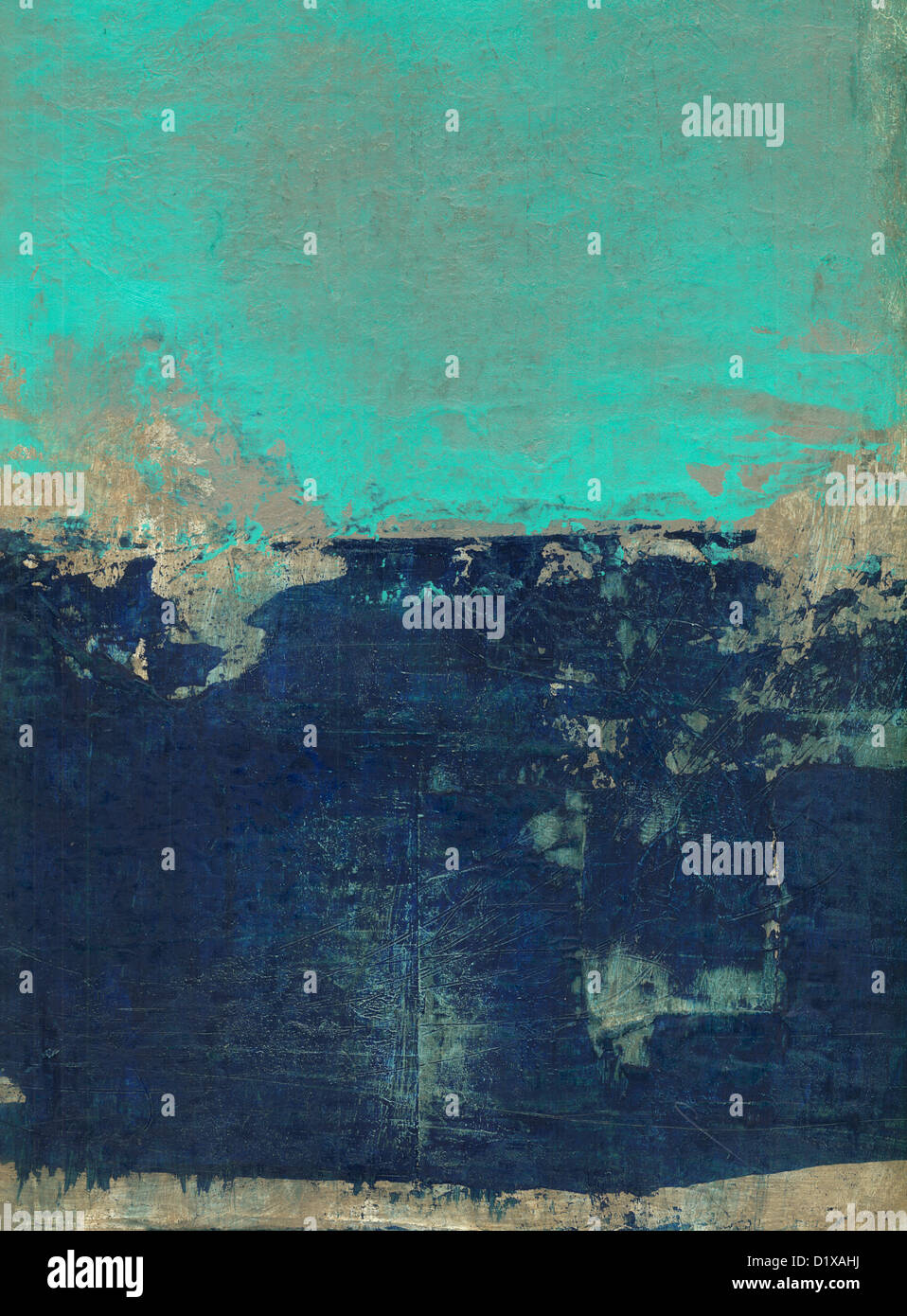 La peinture abstraite avec bleu, turquoise et marron. Banque D'Images