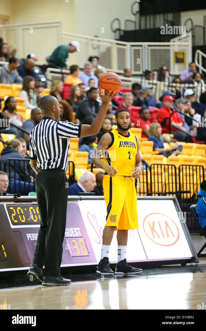 UT Chattanooga bat Kennesaw State 65-51. Le 24 novembre 2012. Kennesaw, Géorgie. USA. NCAA Division I Men's Basketball. Banque D'Images