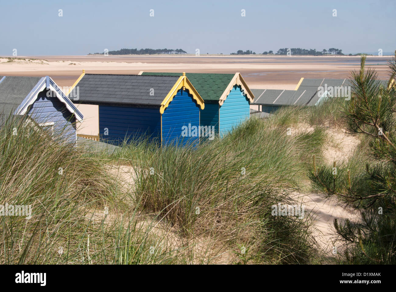 Cabines de plage de Wells-next-the-Sea, Norfolk, UK Banque D'Images