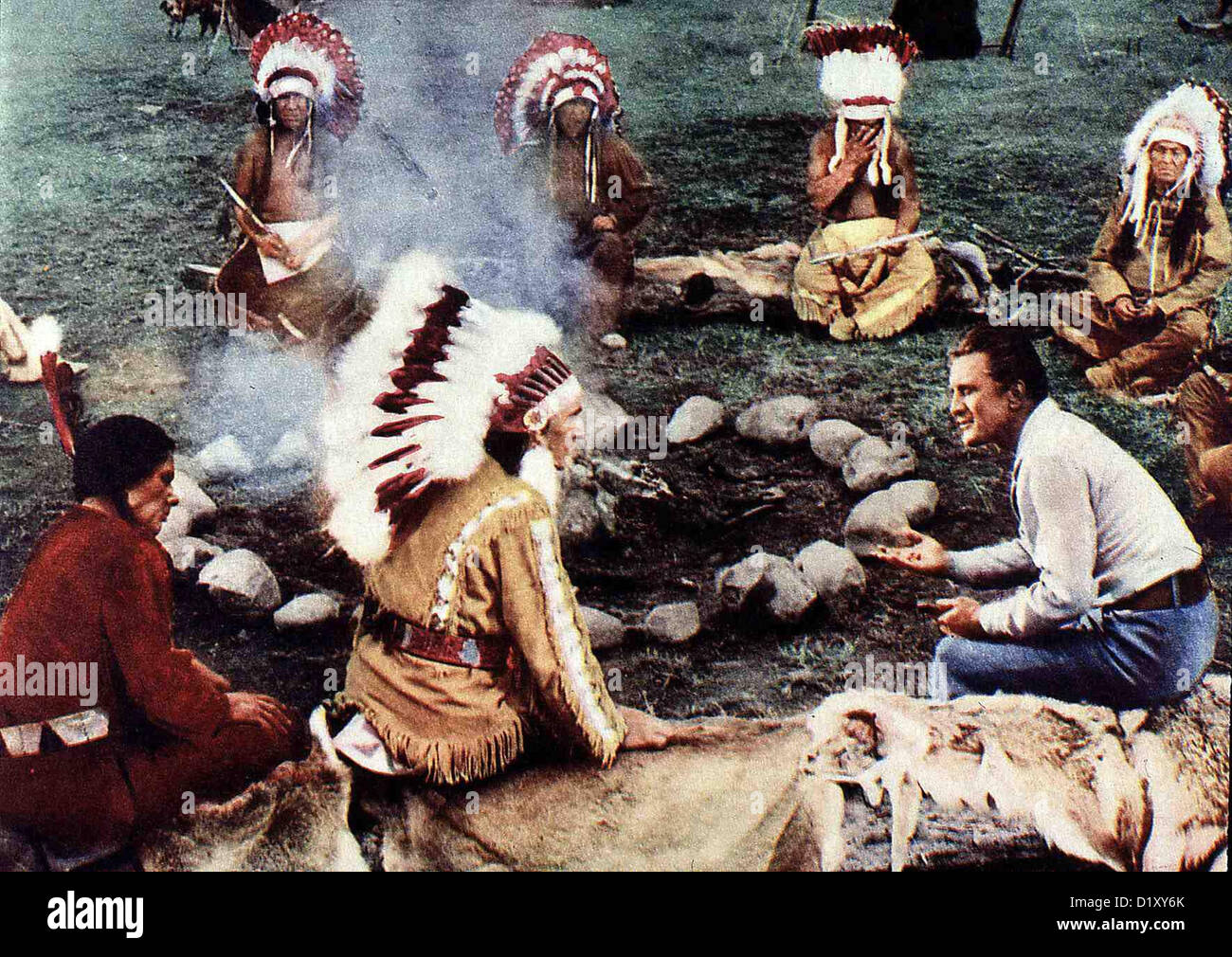 Vergeltung als Sieben Kugeln Indian Fighter, Eduard Franz, Kirk Douglas Von Haeuptling Red Cloud (Eduard Franz, v.m.) Banque D'Images