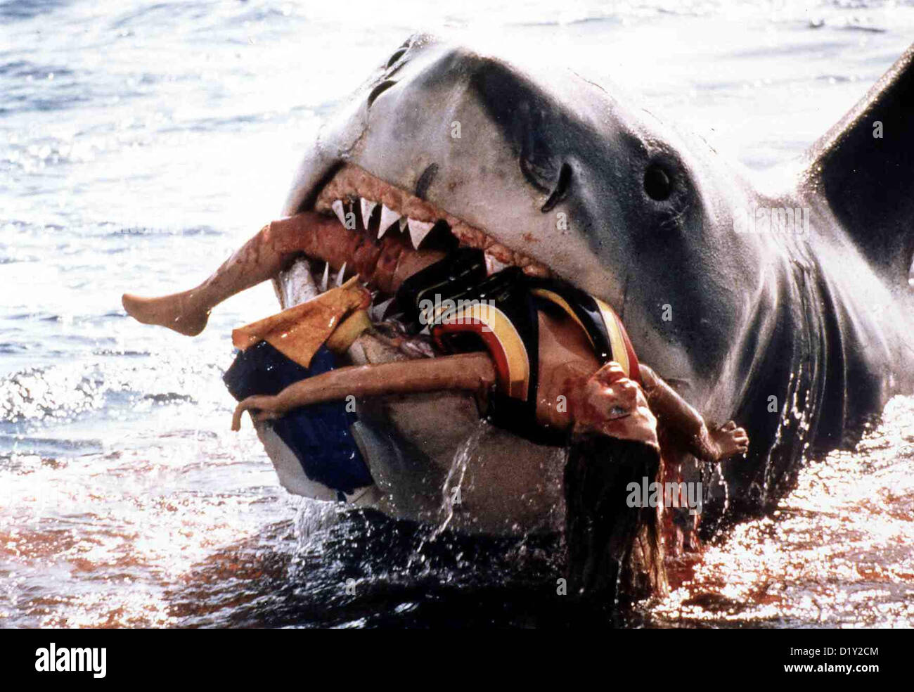 Der Weisse Hai Szen der amerikanischen Mâchoires Ostkueste wird ein Maedchen von einem Hai getoetet. *** *** Légende Locale 1974 -- Banque D'Images