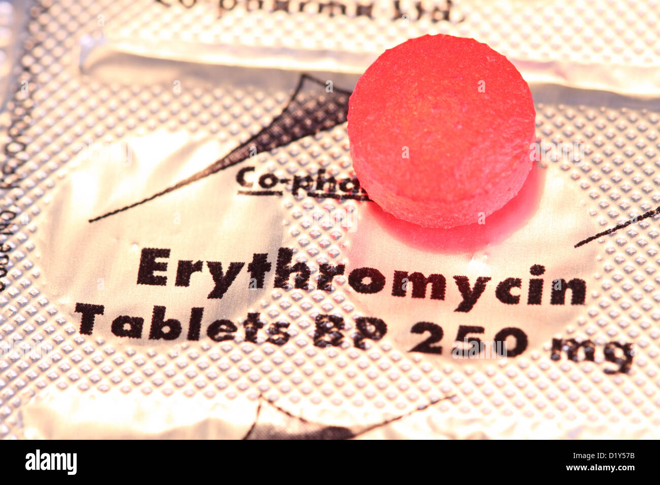 L'érythromycine antibiotique anti comprimés biotiques Banque D'Images