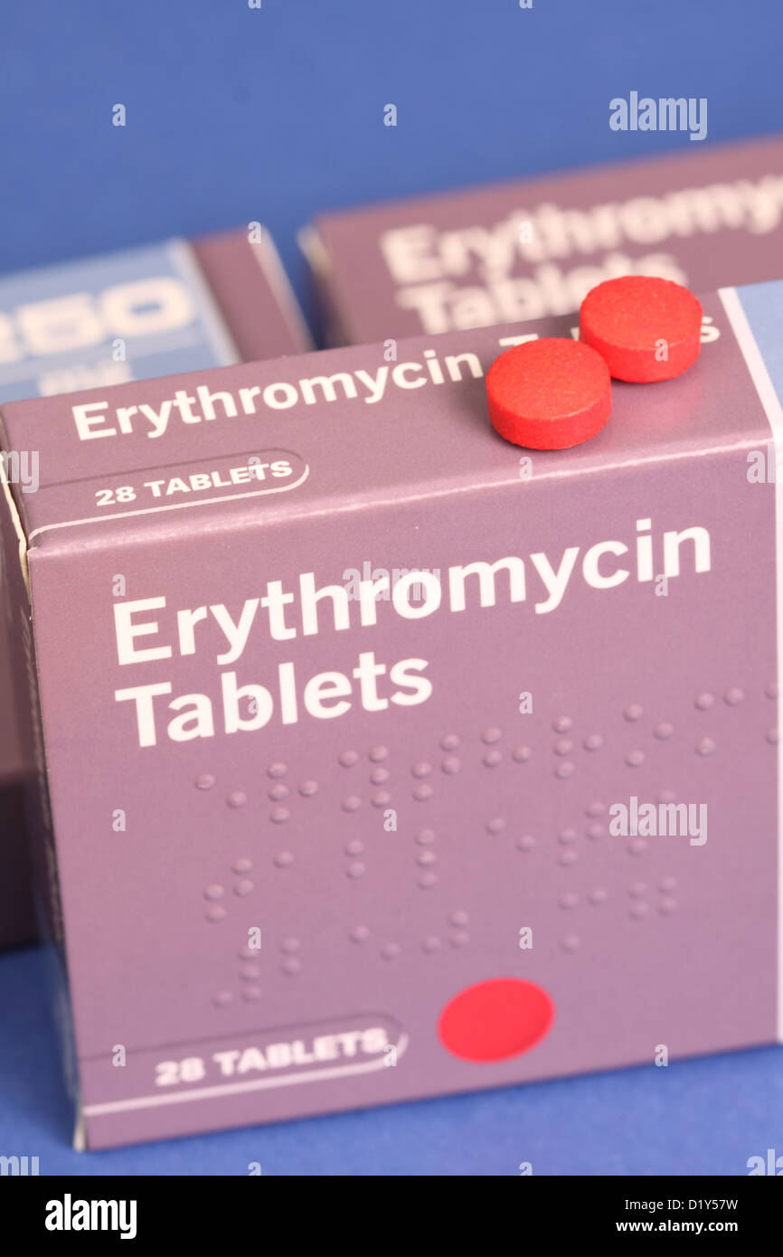 L'érythromycine antibiotique anti comprimés biotiques Banque D'Images