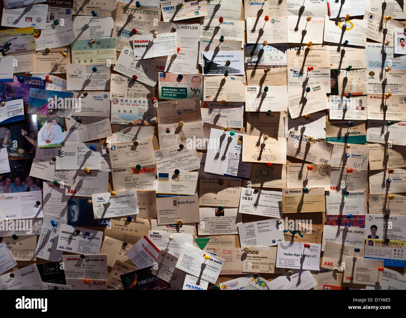 Peg board avec des cartes de visite, Kaohsiung Banque D'Images