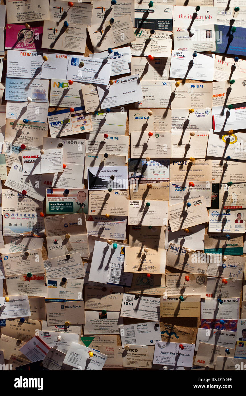 Peg board avec des cartes de visite, Kaohsiung Banque D'Images