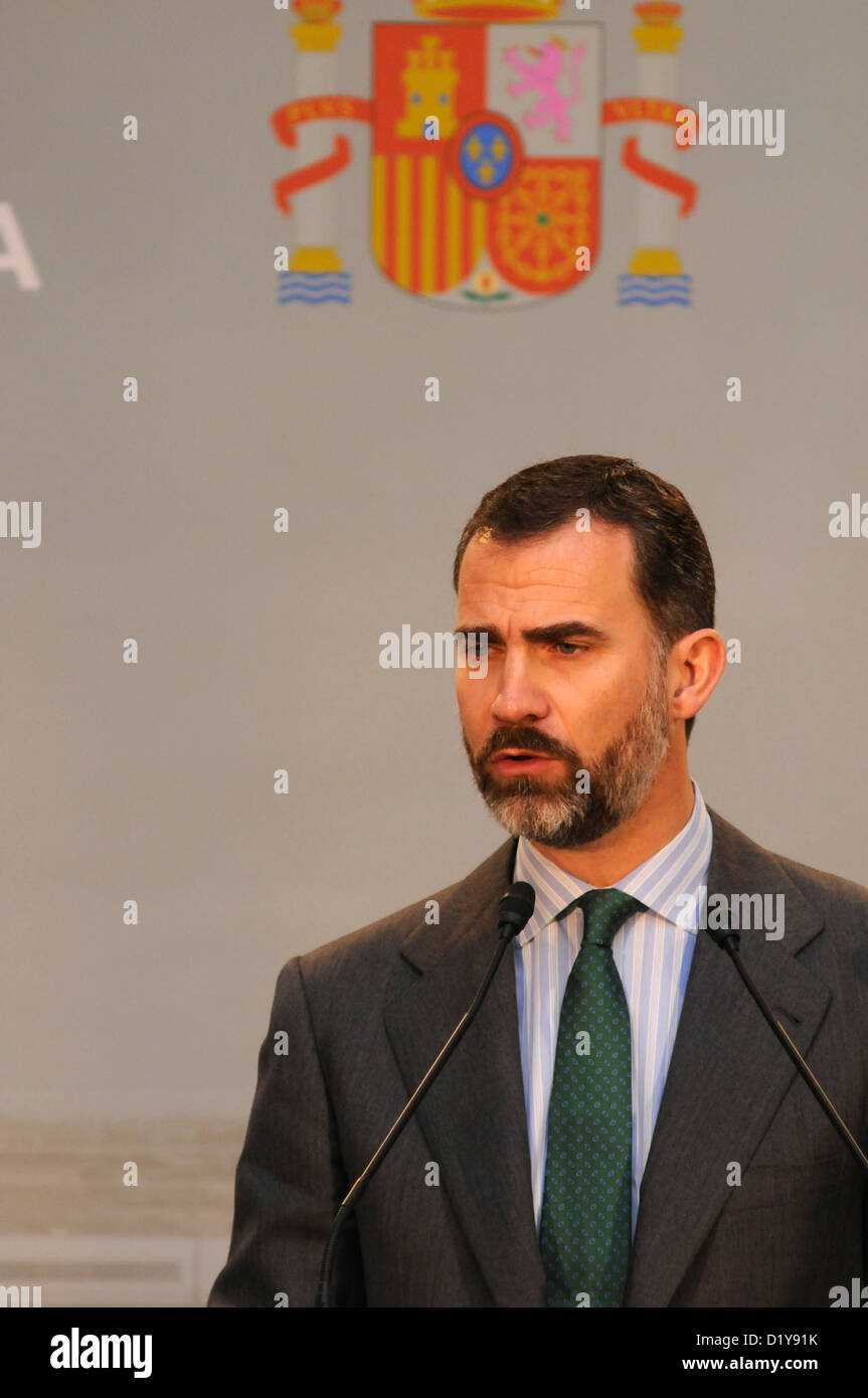 Le Prince Felipe invité d'honneur, pour l'inauguration de Barcelona-Figueres ligne ferroviaire à grande vitesse, Gérone Catalogne Espagne .AVE Banque D'Images