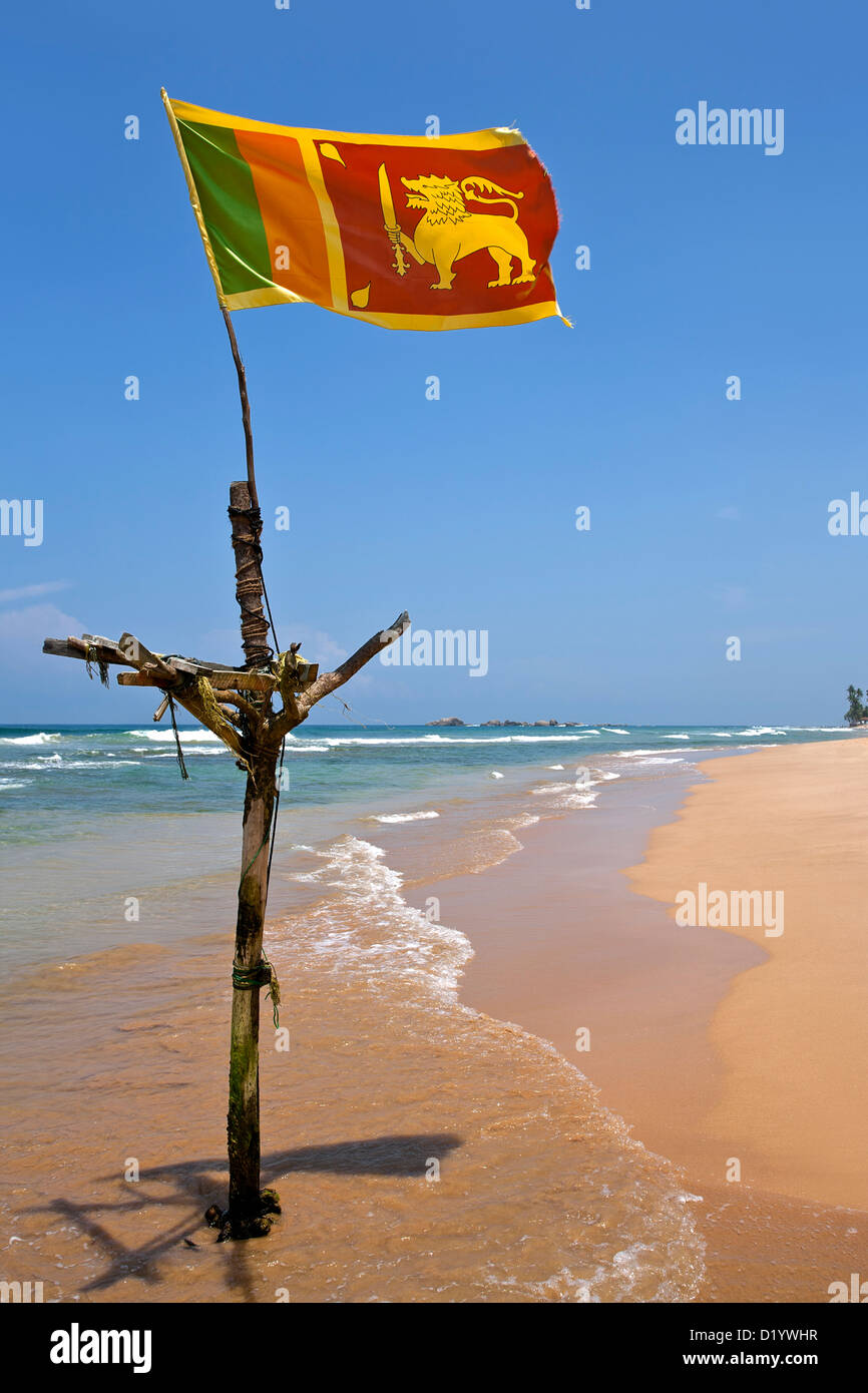 Sri Lanka Drapeau Plage Dhikkaduwa Sri Lanka Banque D