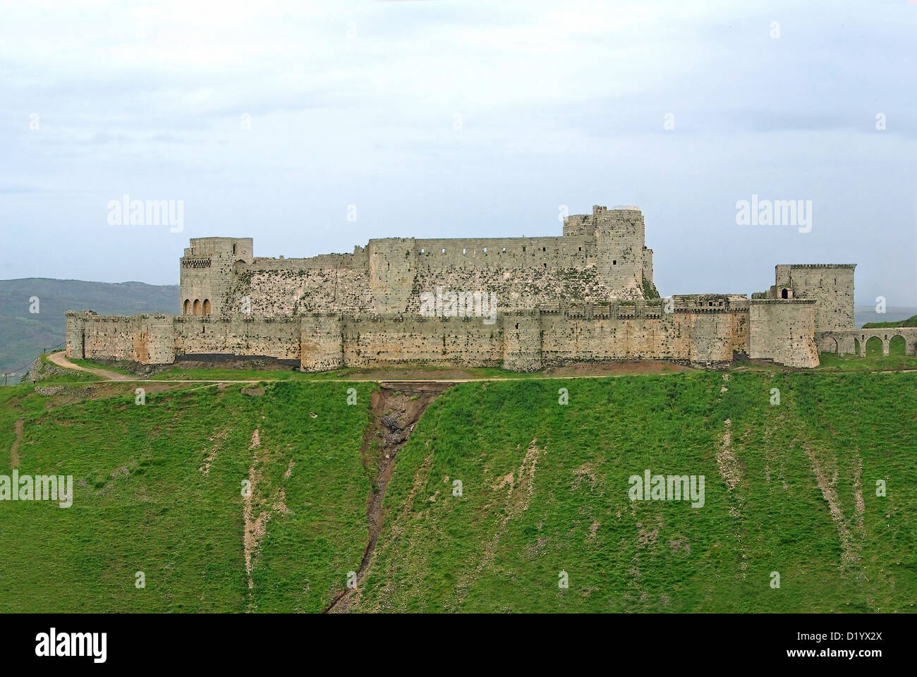 Krak des Chevaliers (Syrie), l'un des mieux conservés des châteaux médiévaux dans le monde, construit par les croisés Banque D'Images