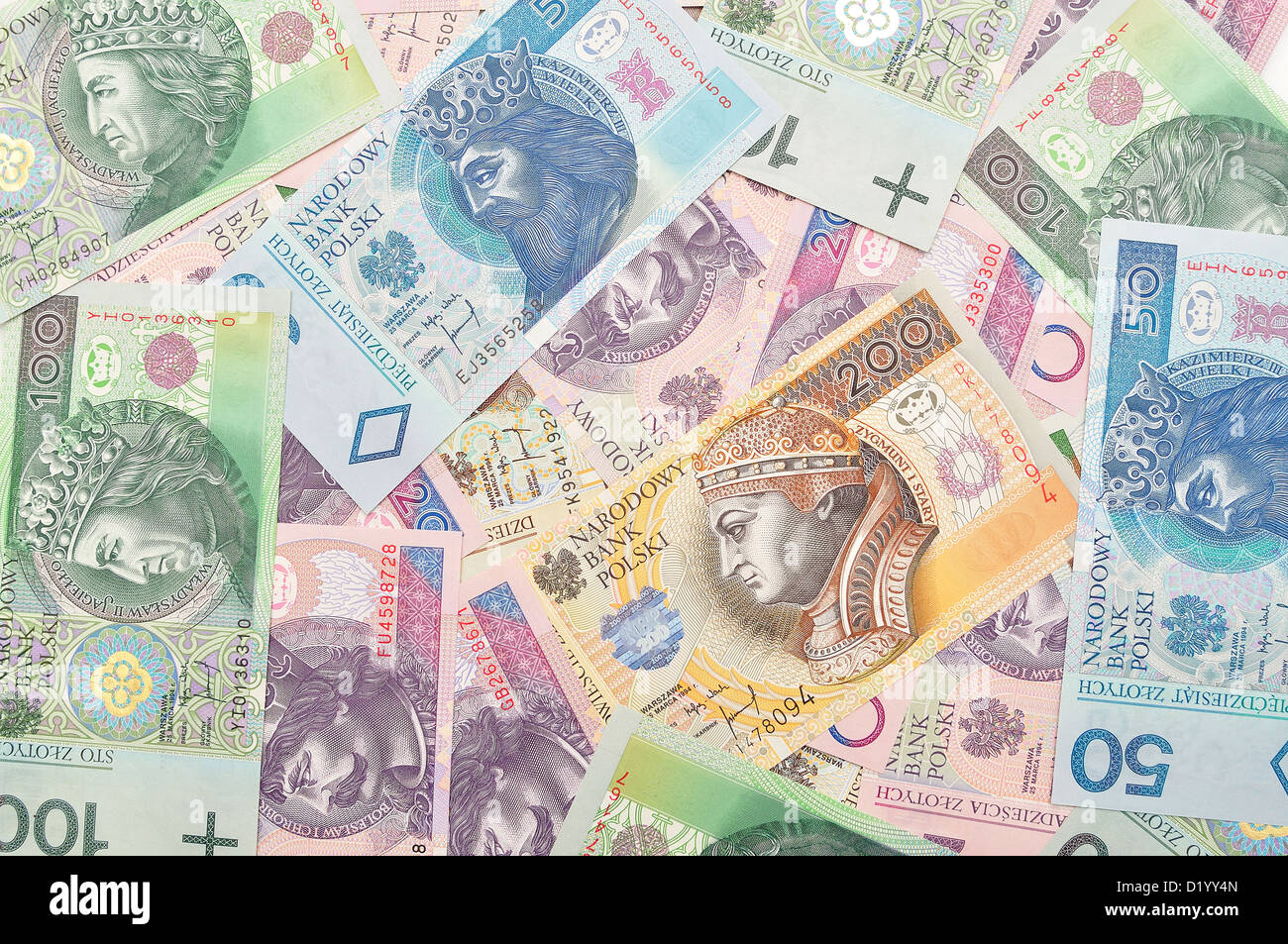 Le papier-monnaie polonaise. Banque D'Images